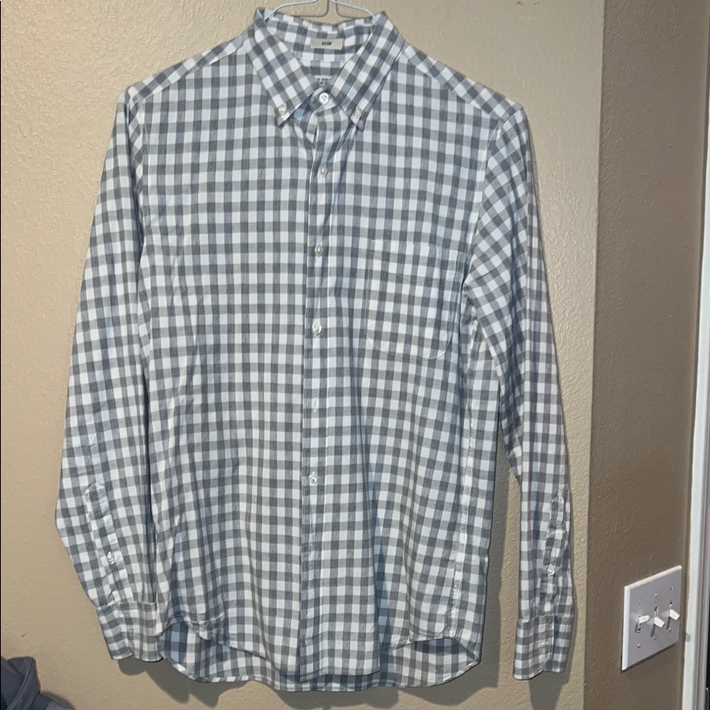 J. Crew Gray and White Casual Button Down Shirt